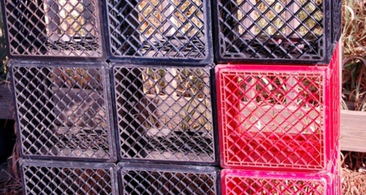 Milk crates are used for multiple purposes, such as storage or step ladders.