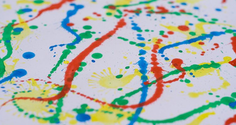 Paint an oil painting using the splattering technique.