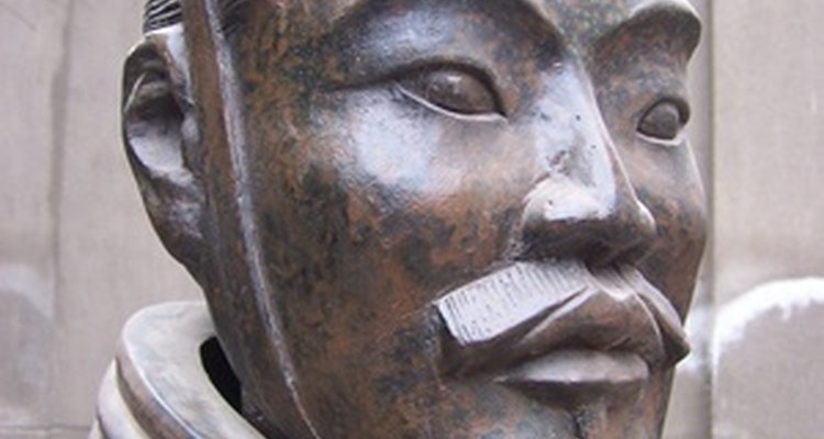 The warriors were painted, but they turn grey when exposed to air.