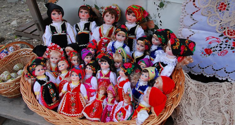 Caution must be taken when cleaning antique dolls to avoid staining the porcelain surface.