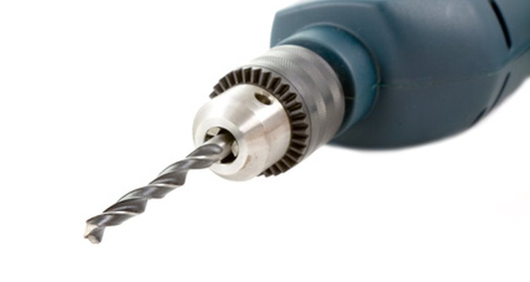 A Makita drill with a drill bit in the keyed chuck.