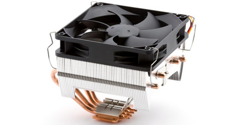 CPU fans circulate cool air over a warm processor.