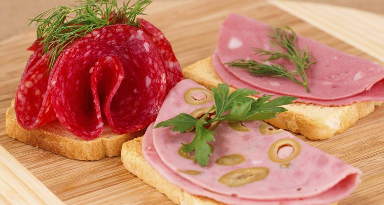 Sandwiches with salami and mortadella