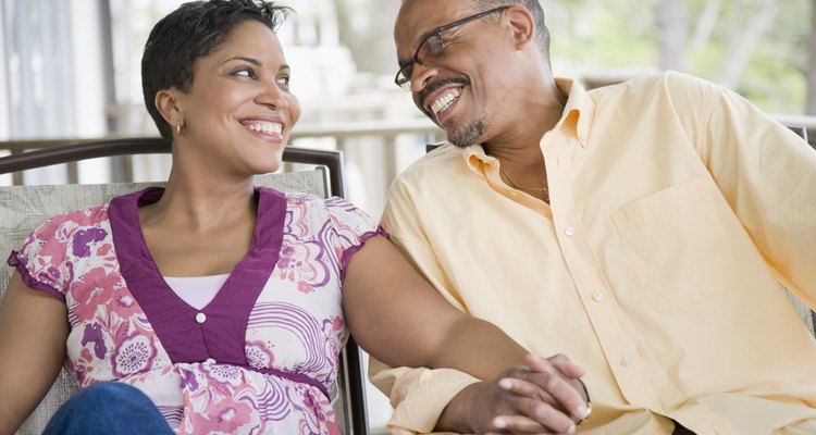 Close-up of a mature couple smiling