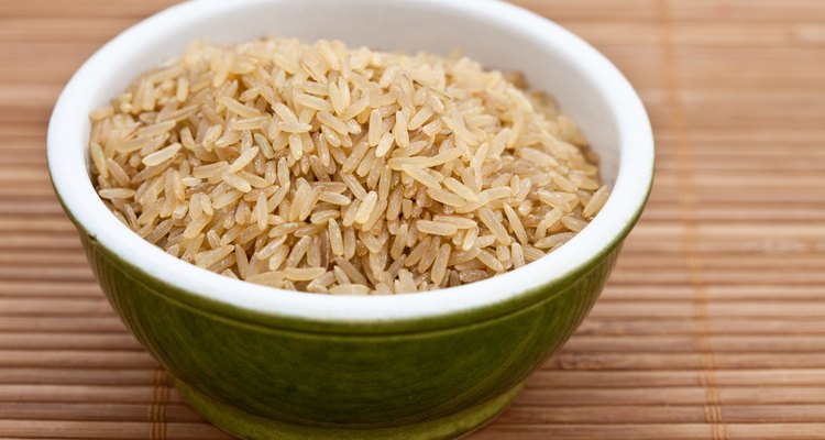 Brown rice in a green bowl