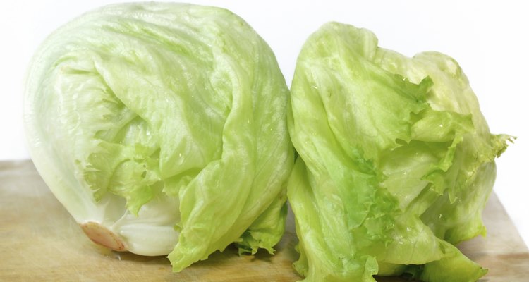 iceberg lettuce on wooden