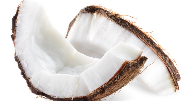 Coconut pieces isolated on a white background