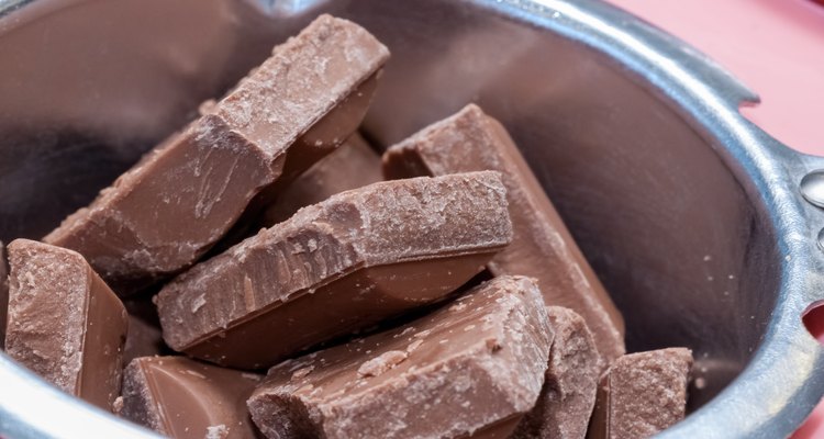 Chocolate blocks in pot