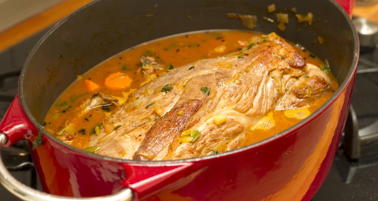 Roast pork in roasting pan