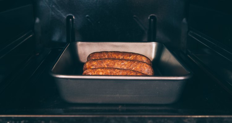 Smoked sausages frying oven