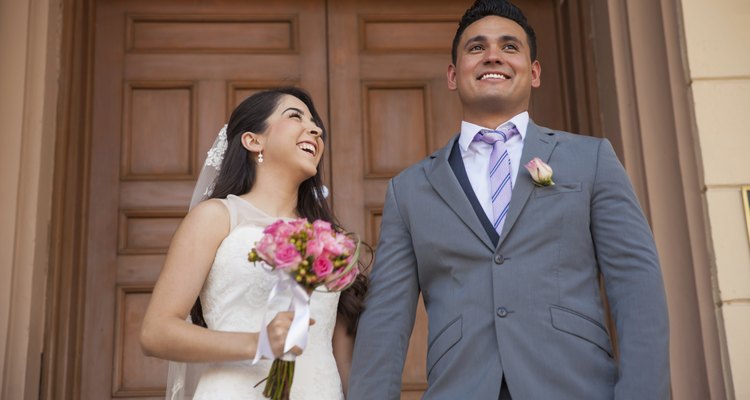 Newlyweds coming out of church