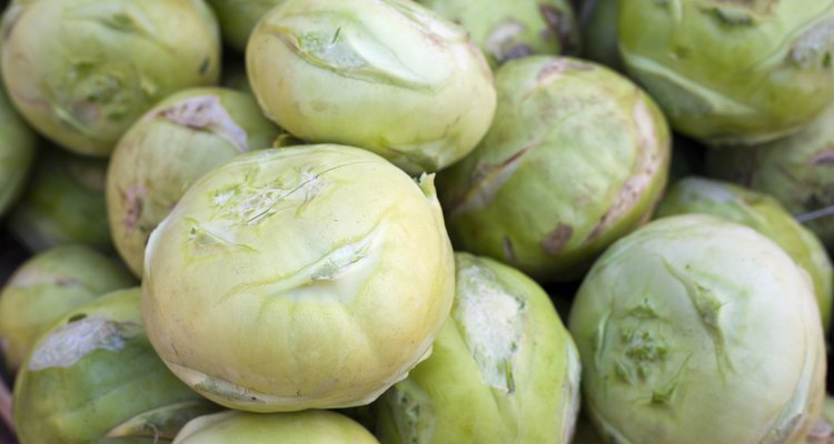 Fresh kohlrabi on a market