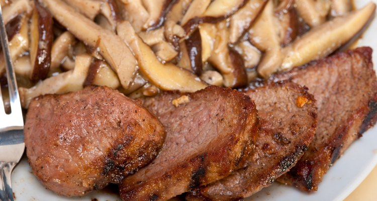 venison deer game filet and wild mushrooms