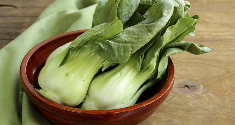 Bok choy (chinese cabbage) on a wooden table