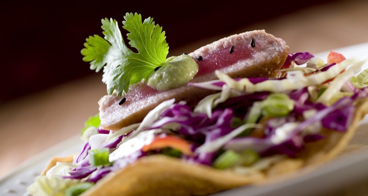 Ahi Tuna with Ginger Coleslaw Tostada