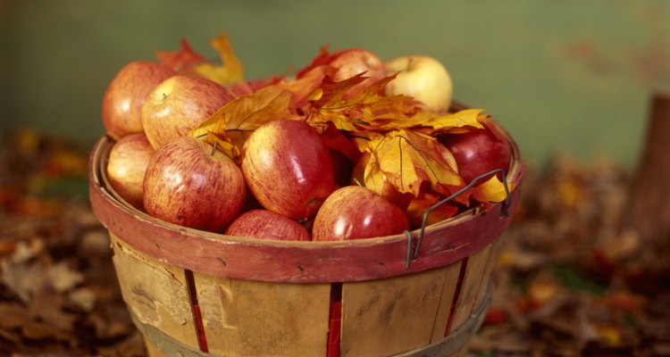 Las canastas almacenan la fruta después de la eliminación del árbol.