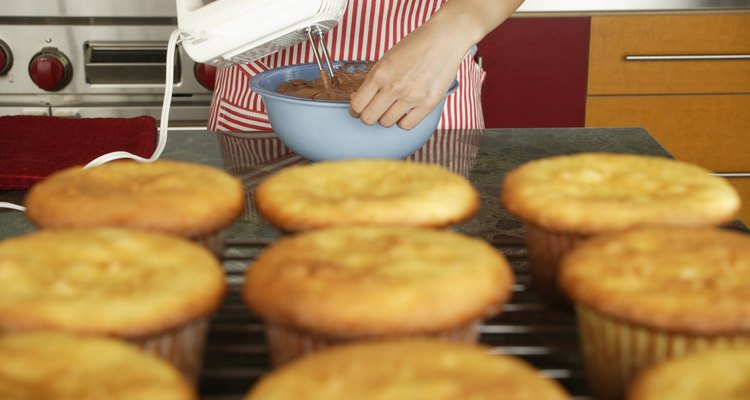 Rack of homemade cupcakes