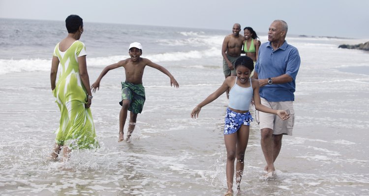 Family walking on the beach