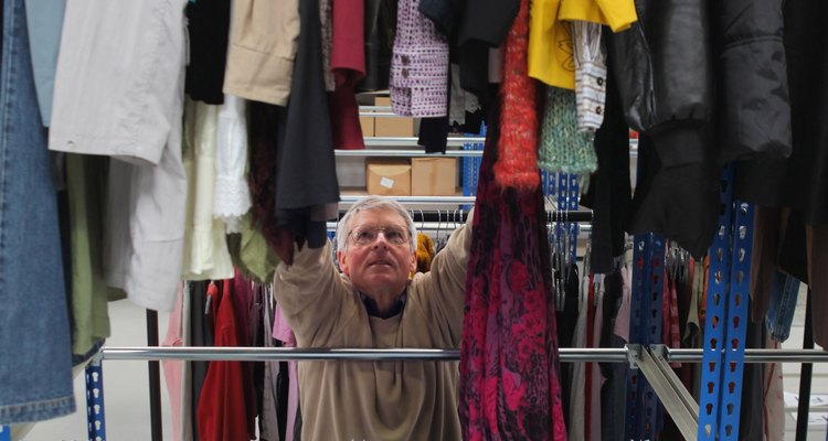 Charity shops contain a wide assortment of clothes.