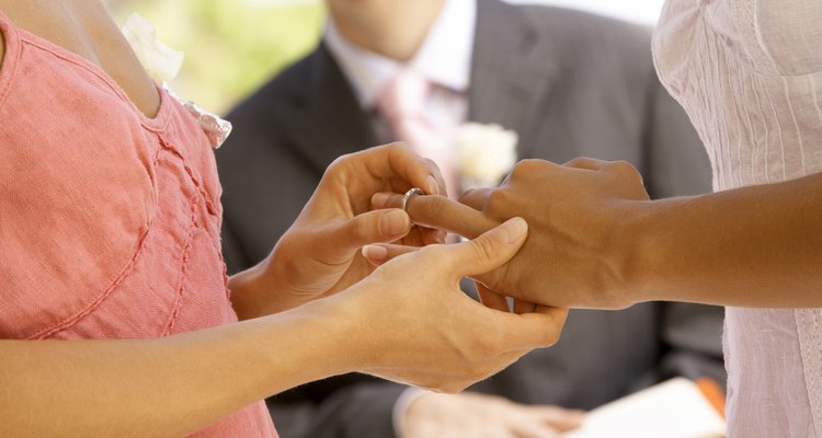 Couple's hands during a wedding ceremony