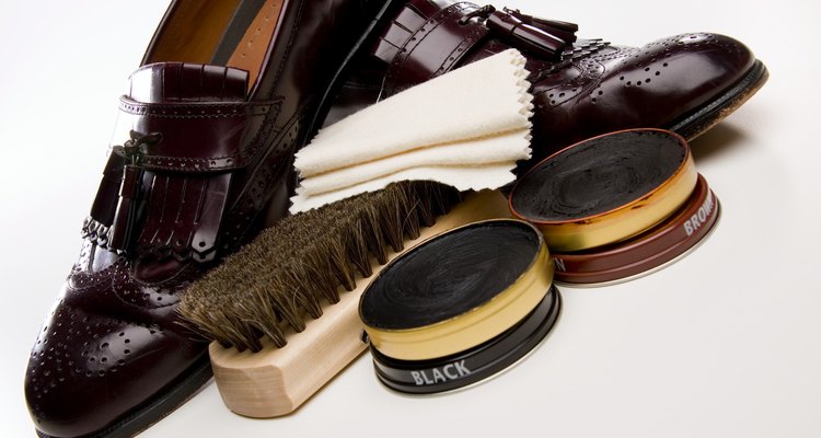 Dress shoes and shoeshine supplies