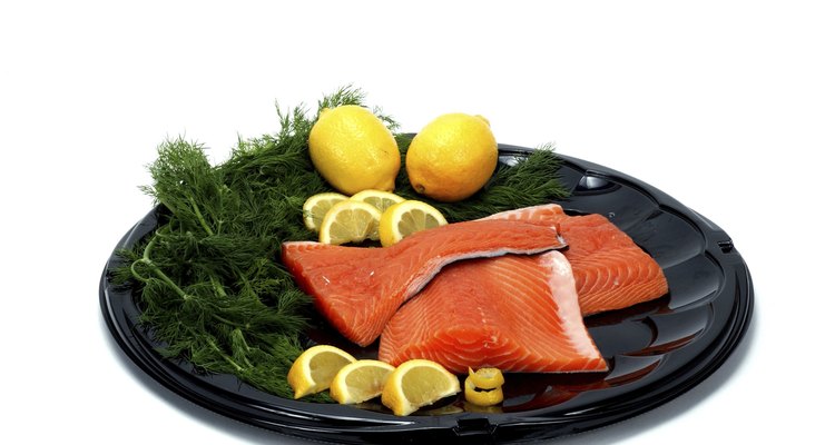 Salmon fillets ready for grilling.