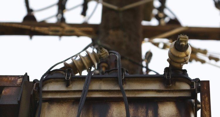 A transformer on a telegraph pole.