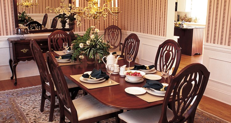 Formal area rugs are appropriate for formal dining rooms.