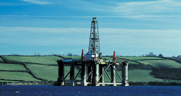 Oil rigs are found in offshore oilfields.