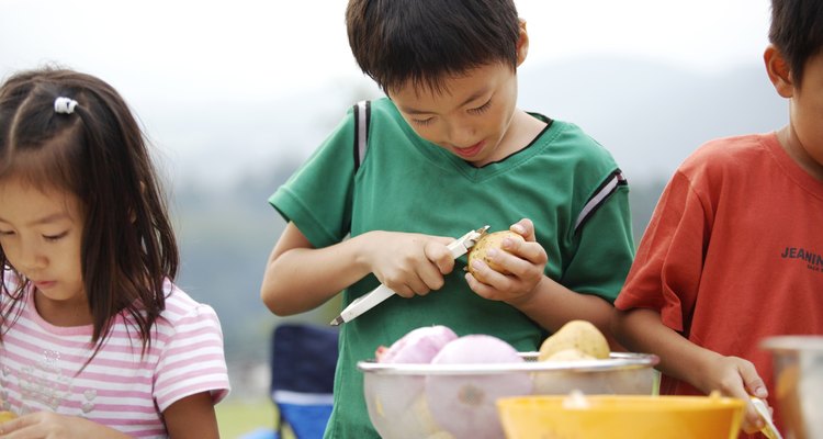 Children can cut the potatoes with adult supervision.