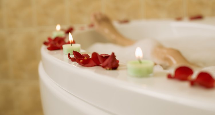 Candles around bathtub