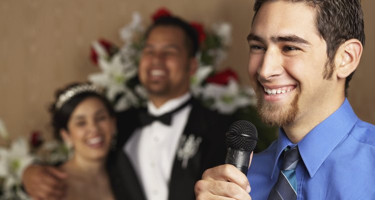 Man speaking at a wedding reception