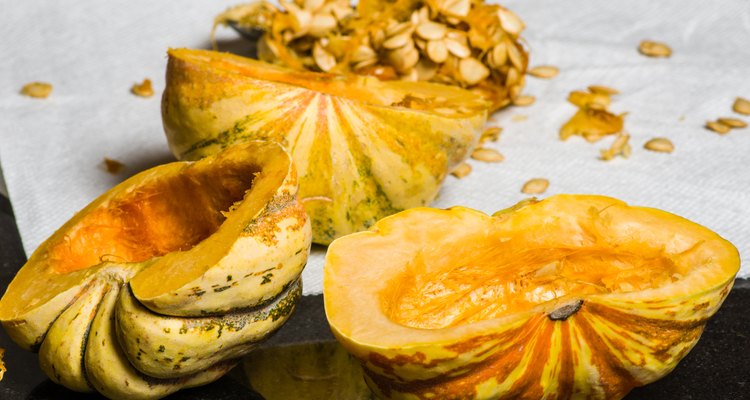 Winter squash hollowed out to cook