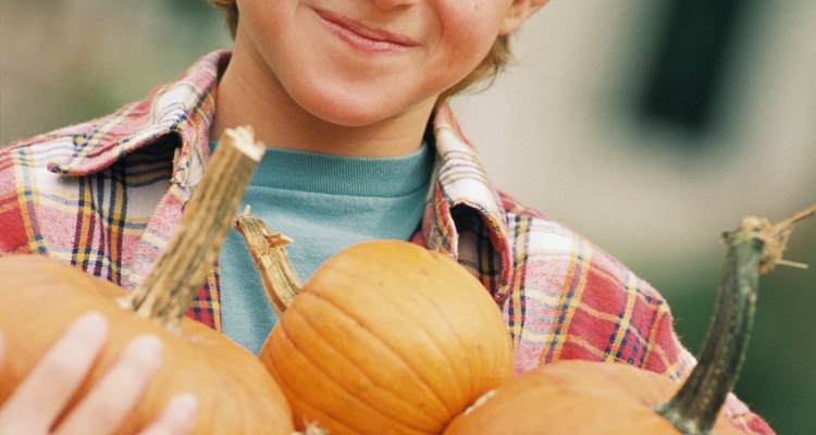 Boy with pumpkins