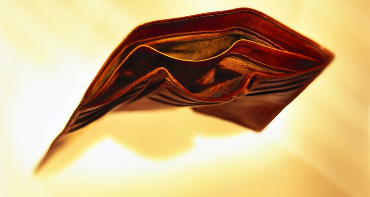 high angle view of an empty wallet lying open