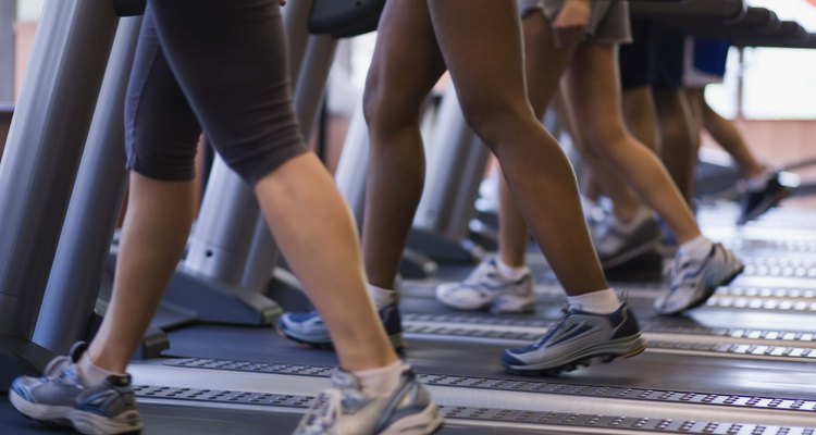 People on treadmills in gym