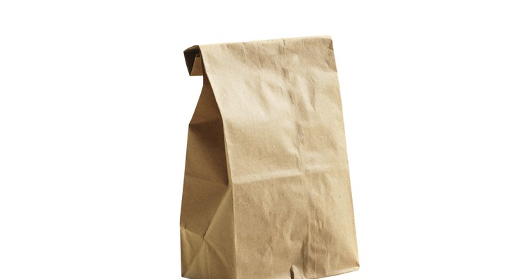 Brown lunch bag on white background