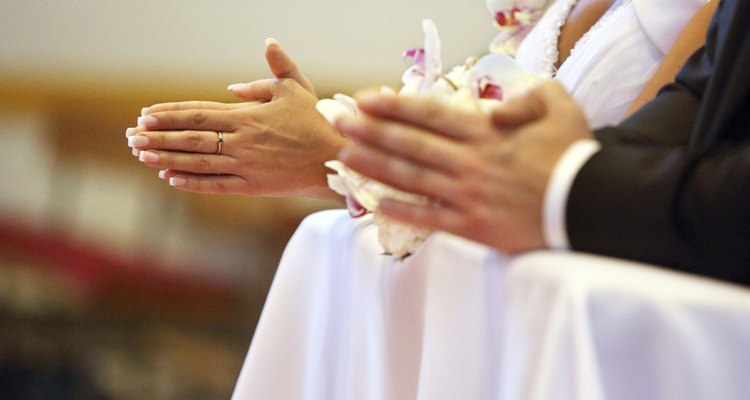 Newlyweds at the catholic church