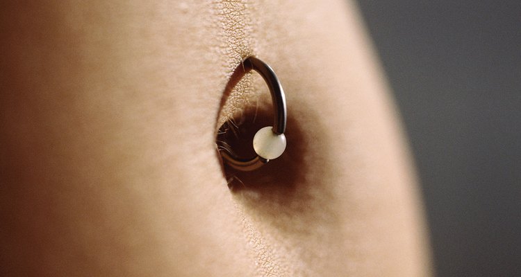 Belly button ring, close-up