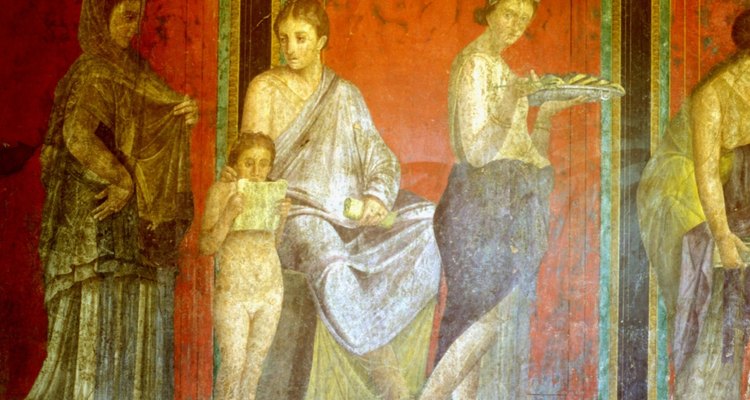 Parte de un mural romano descubierto por arqueólogos en Pompeya.
