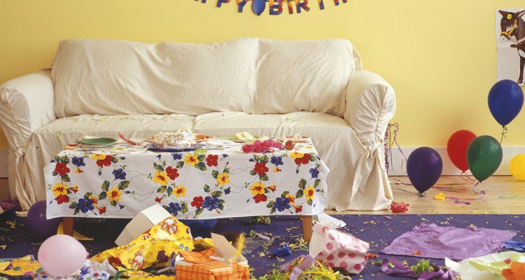 Sitting room in mess from children birthday party
