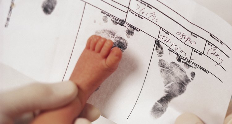 Footprint of child on birth certificate