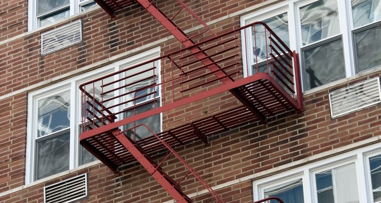 Painting is part of routine fire escape maintenance.