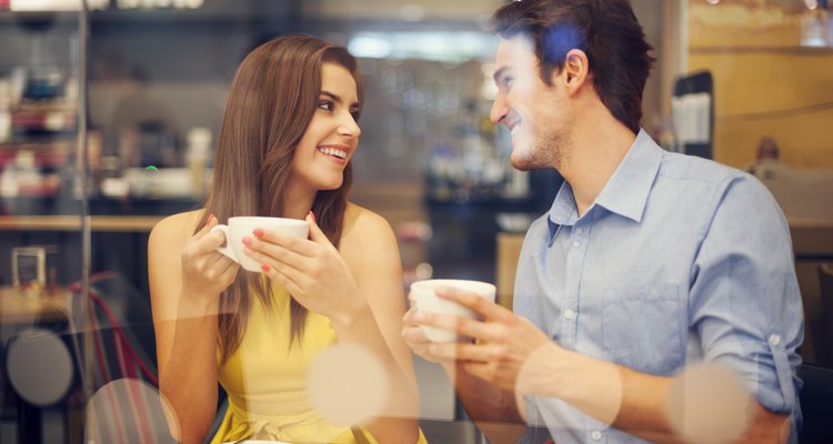 Two people in cafe enjoying the meeting