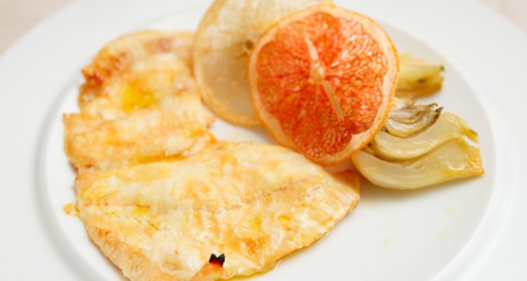 Fish fillet with artichokes and citrus chips