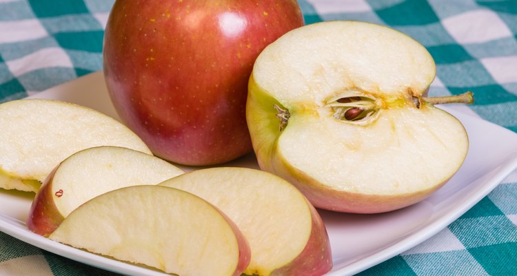 Fuji Apples sliced onto a plate