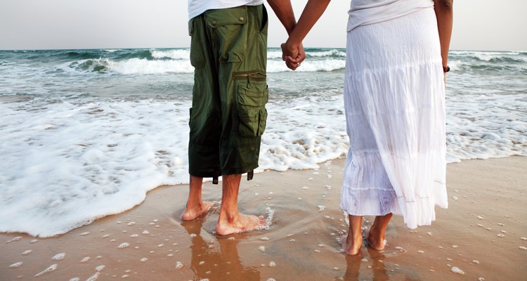 Rear view of a couple at a beach