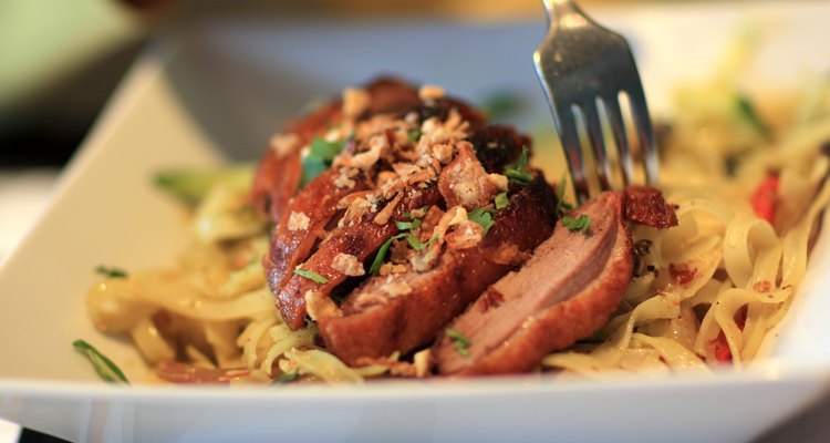 Grilled duck with noodles