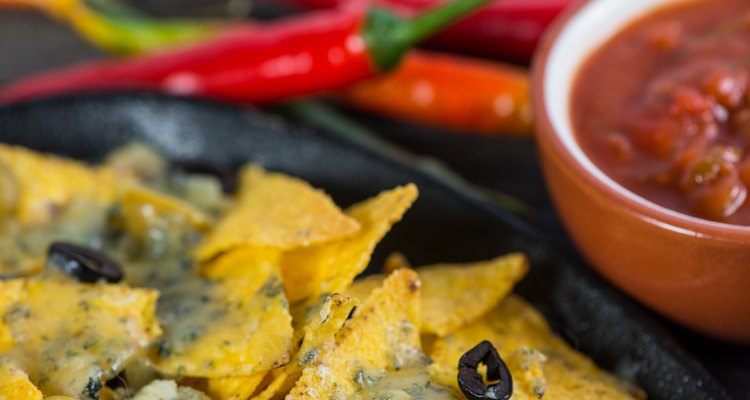 mexican hot street food nachos with salsa dip