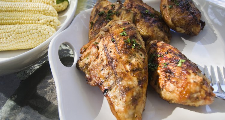 Grilled chicken and corn on the cob